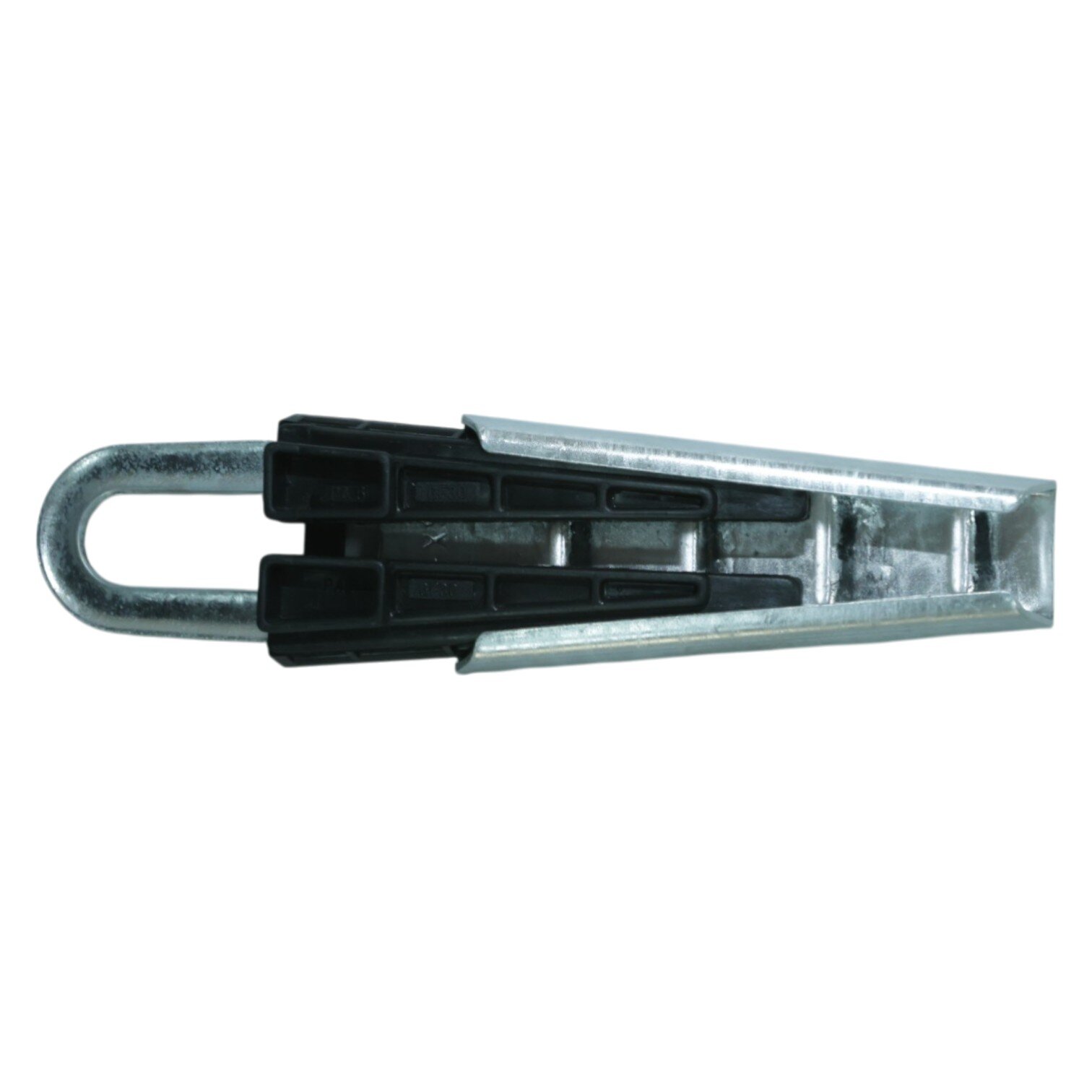 Galvanised tensioning clamp for measurement strings and sensor cables. Sturdy clamping mechanism for wire ropes up to 4 mm.