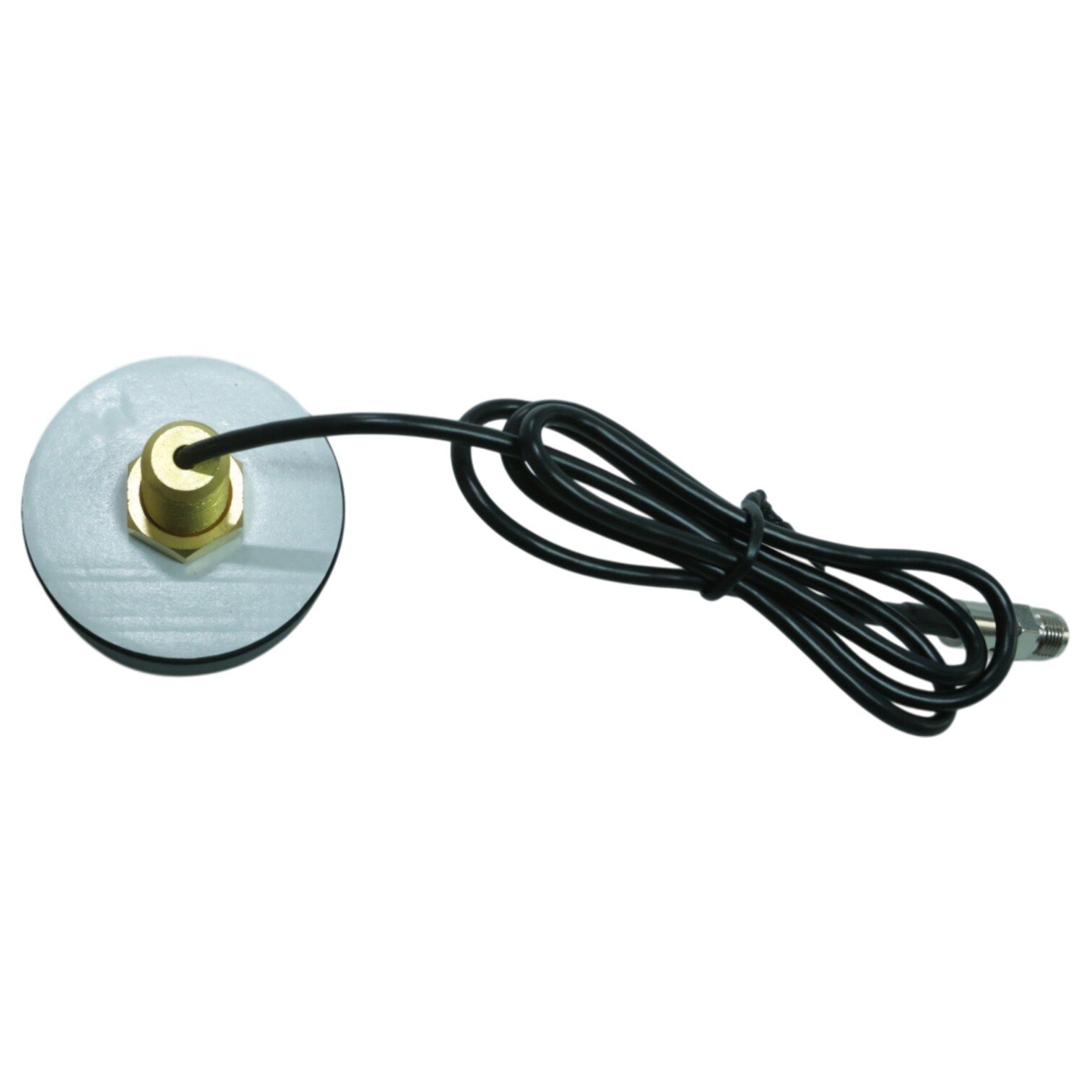 Flat patch antenna with pre-assembled feed cable — flexible placement.