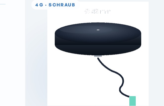 Dimensional drawing 4G screw antenna 46 mm — black flat antenna with M6 thread and FME connector