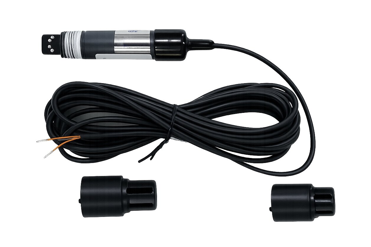 Conductivity and temperature probe for groundwater and surface water. Includes protective caps for transport and cleaning.
